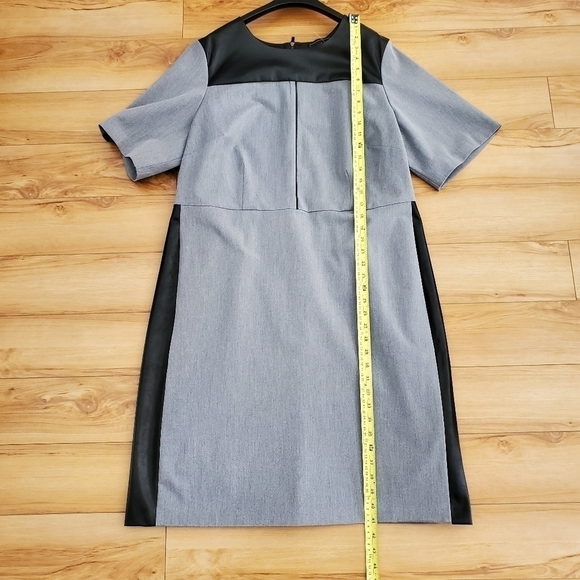 ELOQUII Women Premier Bi-Stretch Faux Leather Mix Work Dress Size 20 Grey - Picture 11 of 16